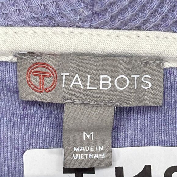 T by Talbots Sweater Women Size M Blue Pullover Cowl Neck Cotton Long Sleeves - Picture 2 of 14